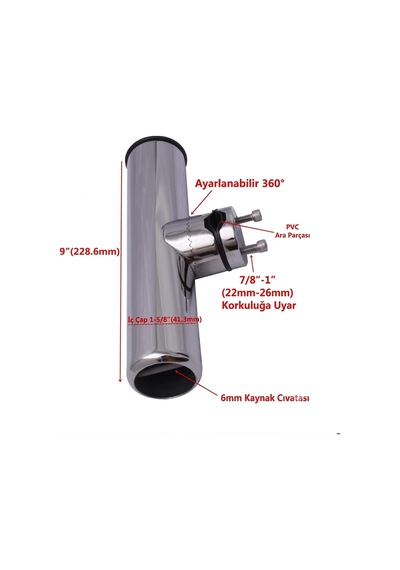 Sealux - Kamış Yuvası Mafsallı Hareketli Vardavela Montajlı 14mm - 30mm Paslanmaz