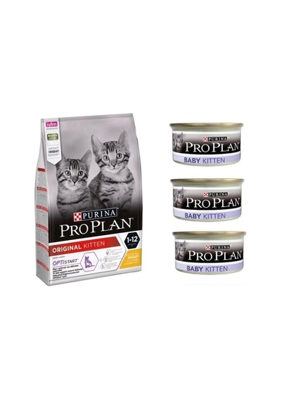 Kitten Tavuklu Yavru Kedi Maması 10 Kg + 3 Adet Konserve Yaş Mama 85 Gr Pp-k10y