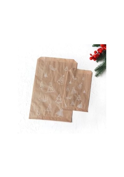 Çam Desenli 50 Adet Kraft Kese Kağıdı, 11x20 Cm