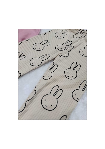 Bubiee Baby Tavşan Desenli Uzun Kollu Kız Çocuğu Alt Üst Takım Pembe