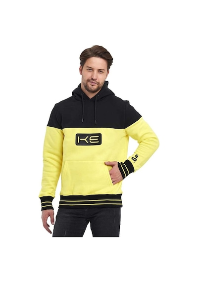 Adams Sarı/siyah Kapüşonlu 3 İplik Baskılı Kanguru Cepli Sweatshirt Sarı