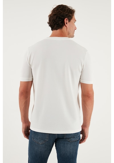 Buratti Streç Pamuklu Slim Fit Sıfır Yaka Erkek T Shirt 5902639 Ekru
