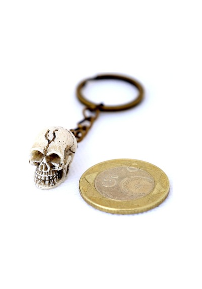 Tamgacrafts Mini Kurukafa Figürlü Metal Anahtarlık Bronz Renk Dayanıklı Küçük Aksesuar