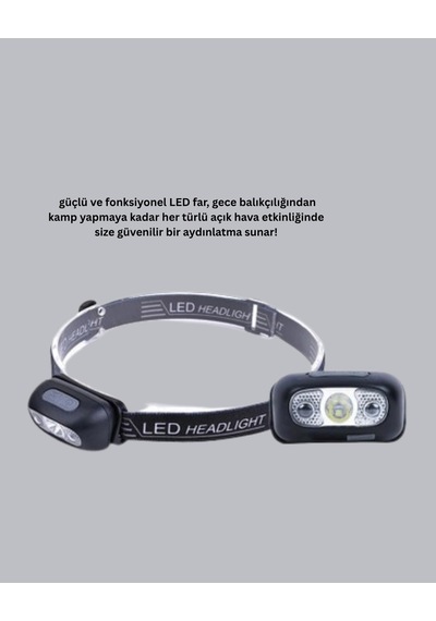 Mey İthalat Gece Balıkçılığı İçin Ultra Parlak Şarjlı Kafa Lambası 4 Işık Modu + Usb Şarj Çok Renkli