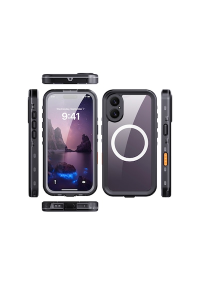 Apple Uyumlu iPhone 17 Kılıf 1-1 Su Geçirmez Kılıf - Siyah