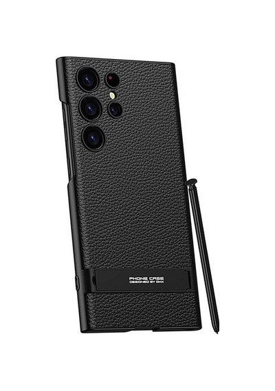 Galaxy S24 Ultra Kılıf Zore Kamera Korumalı Leather Dikey Standlı Ays Kapak Siyah