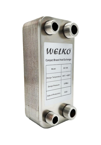 Welko El30c-12 Plaka Kaynaklı Plakalı Isı Eşanjör Bağlantı 3/4- 1/2 Kapasite 185 Litre/saat