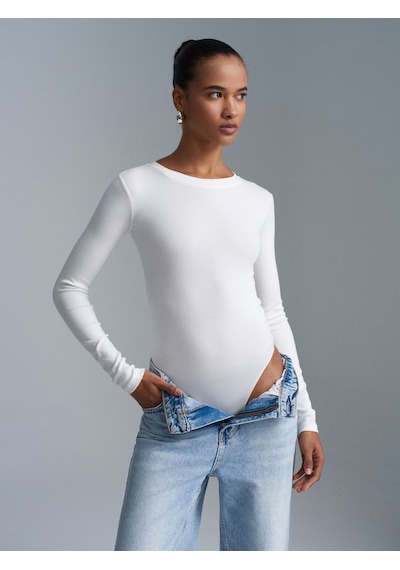 Dilvin 32695 Uzun Kollu Bodysuit-ekru Ekru
