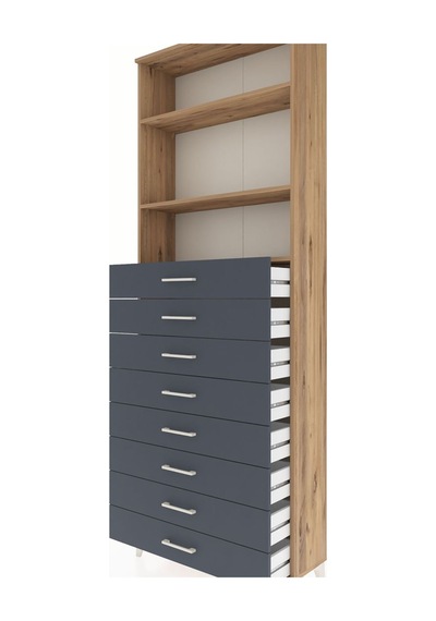 Arges Dolap 3 Raflı 8 Çekmeceli 88x30x243 Çam-antrasit Çam