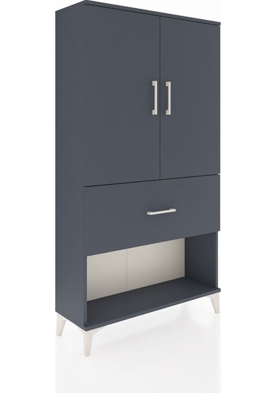 Arges Dolap Tek Raflı Tek Çekmeceli Tek Askılı 88x30x163 Antrasit-antrasit Antrasit