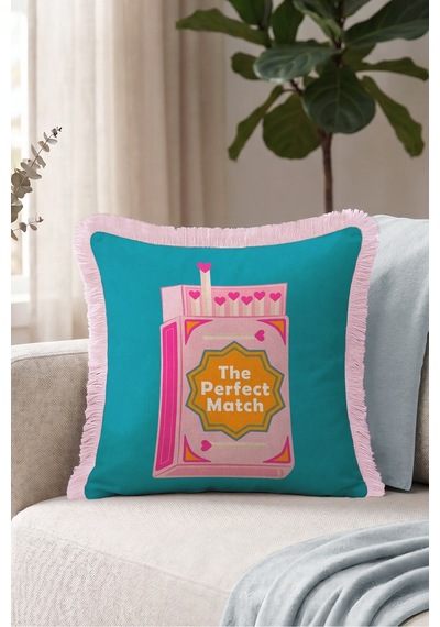 Romantik Pop Art Kibrit Kutusu Saçaklı Yastık Kılıfı - Turkuaz Pembe Püsküllü Farklı Kırlent Kılıfı Yalın Rota Ritüel Romantik Pop Art Kibrit Kutusu Saçaklı Yastık Kılıfı - Turkuaz Pembe Püsküllü Farklı Kırlent Kılıfı Yalın Rota Ritüel
