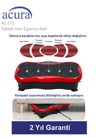 Ac-513 5 Programlı Bluetoothlu Yüksek Hızlı Egzersiz Aleti Kırmızı