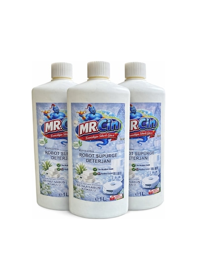 Mr.cin Robot Süpürge Deterjanı Beyaz Sabun Kokulu 1 Litre X 3 Adet Tekli