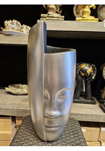 Soyut Yüz Gümüş Vazo
