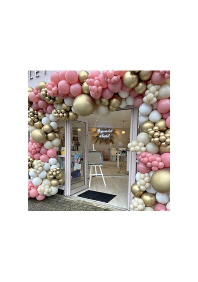 Krom Gold Toz Pembe Sütlü Kahve Ve Duman Balon Zinciri 50 Adet A