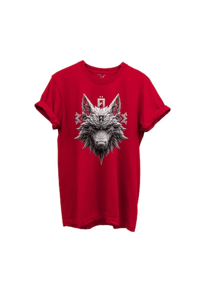 Kurt Ve Türk Özel Koleksiyon Serisi-5 Tasarım Baskılı %100 Pamuk T-shirt Kırmızı