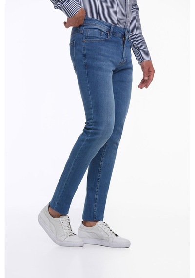 Hatemoğlu Mavi Slim Fit Düşük Bel Düz Paça Basic Kot Pantolon Mavi