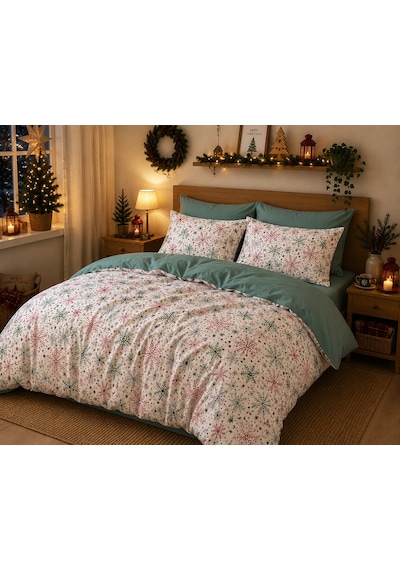 Mystory Home Çift Kişilik Christmas Nevresim Takımı Yılbaşı Kırmızı - Yeşil