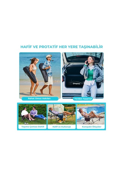 Kingcamp Wıllow Aerocomfort Lounge 4 Pozisyonlu Yatabilen Kamp Sandalyesi Gri - Siyah