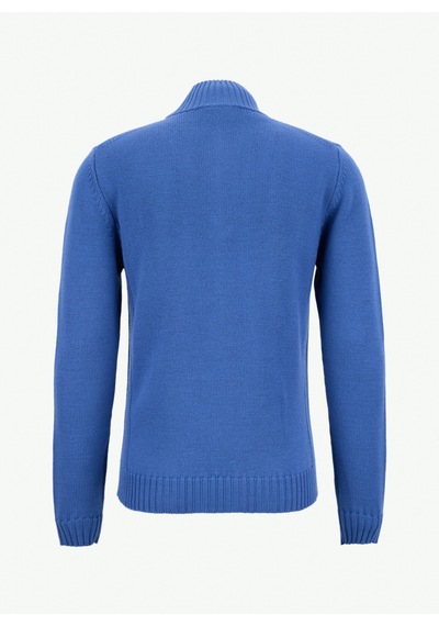 Alpha Studio Mavi Erkek Balıkçı Yaka Regular Fit Kazak Au-3032h Mock Neck Button Sweater