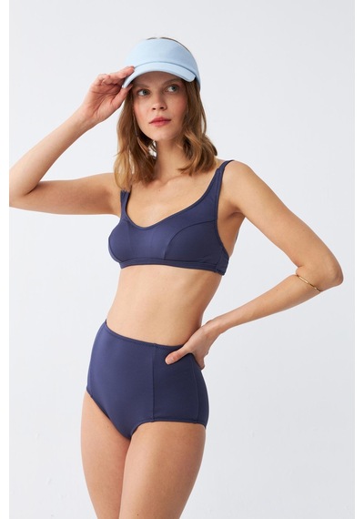Akbeniz Kadın Basic Lacivert Pedli Yüksek Bel Bikini Takımı