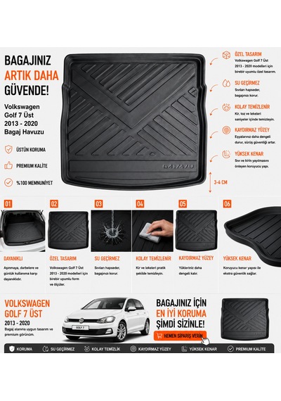 Volkswagen Golf 7 2013-2020 Arası Üst Bagaj Havuzu