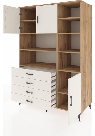 Kronos Dolap 9 Raflı 4 Çekmeceli 3 Kapaklı 132x59x195 Çam-ayt... Çam