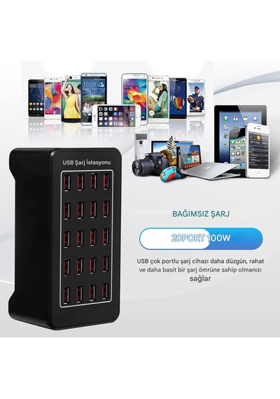 100w 20 Portlu Çok Fonksiyonlu Masaüstü Akıllı Usb Şarj İstasyon