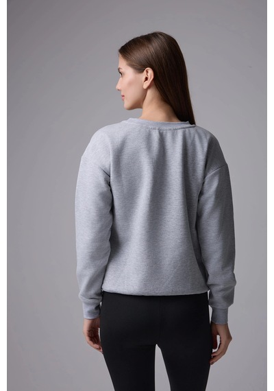 Defys Kadın Baskılı Sweat Optik Gri Gri Melanj - 497148434 Gri Melanj