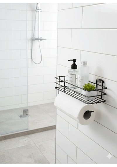 Siyah Yapışkanlı Raflı Kağıt Rulo Havluluk & Peçetelik, Mutfak, Banyo Düzenleyici Yapıştır/vidala Diğer