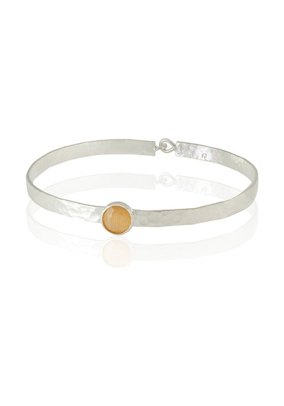 Kadir Jewellery 925 Ayar Gümüş Kaplama El İşçiliği Zirkon Taşlı Kadın Kelepçe Bilezik Sarı