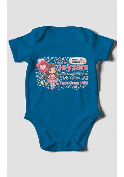 Morivokids Teyzeye Özel Kısa Kollu Bebek Body %100 Pamuk Zbn89-kk Koyu Mavi