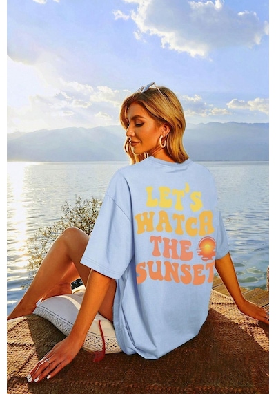 Uyguntarz Unisex Lets Watch The Sunset Tasarım Tshirt Bebe Mavisi
