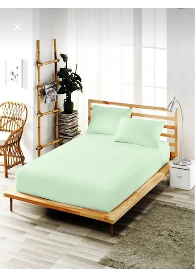Battal Boy Yastıklı Çarşaf Takımı %100 Pamuklu 180x200 Su Yeşili