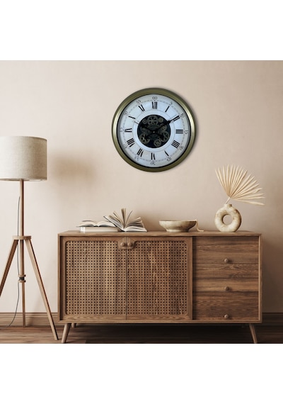 Eskitme Roma Rakamlı Elite 60 Cm Çarklı Duvar Saati Çok Renkli