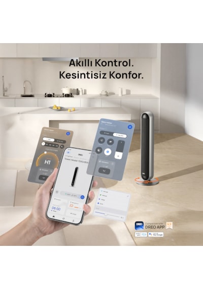 Dreo Space Heater 806s 2'si 1 Arada Akıllı Kule Isıtıcı Ve Vantilatör, Ptc Seramik Isıtıcı, Uzaktan Kumandalı, Wifi Siyah - Gri