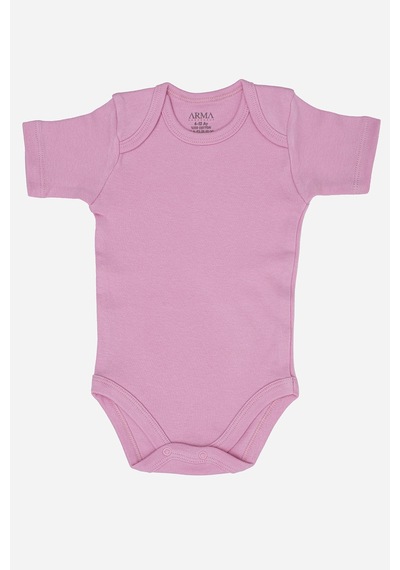 Arma Yıldız %100 Organik Pamuklu Pembe Kısa Kollu Bebek Body 5'li Paket Pembe