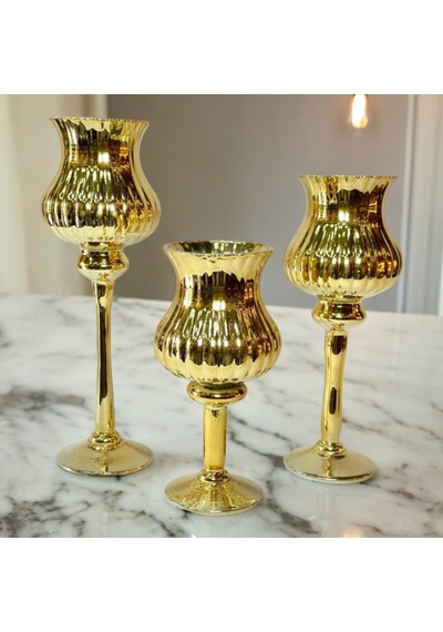 Gaga-151 3'lü Şamdan Set Gold 1