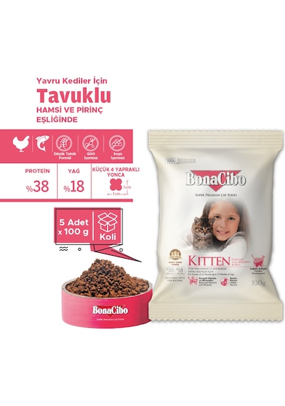 Kitten Tavuklu Ve Balıklı Yavru Kedi Maması, 100 Gr X 5 Adet