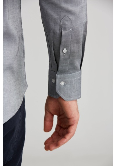 Bisse Regular Fit Paşa Yaka Düğmeli Gri Pamuk Erkek Gömlek Gmok3ps22400001 D55 Gri