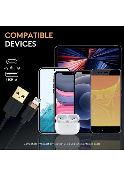 2m Lightning To Usb-a Örgülü Şarj Kablosu - Siyah Standart