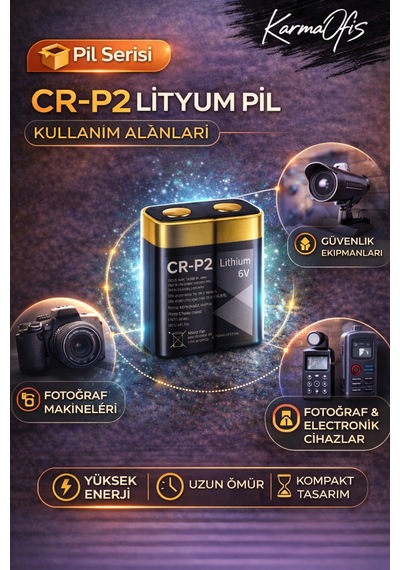 Cr-p2 Lityum Pil 6v Fotoğraf Makinesi Pili Kamera Pili Lithium Battery