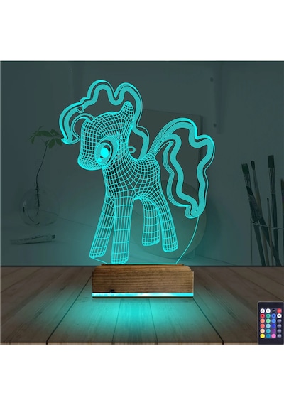 Luvivia Ponny At Çocuk Odası 3d Lamba - Masa Gece Lambası Şeffaf