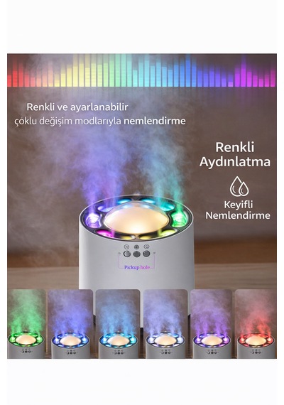 Dinamik Ses Algılamalı Led Işıklı Ultrasonik Nemlendirici 800 Ml
