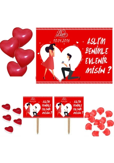 Kişiye Özel Evlilik Teklifi Süsleme Seti Hdts134 +3