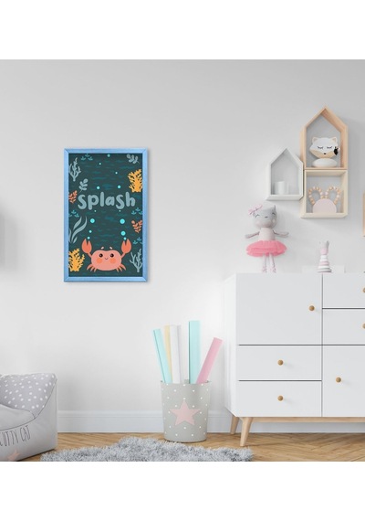 Bk Home Yengeç Tasarımlı Dekoratif Mavi Ahşap Çerçeveli Çocuk Oda (551087611)