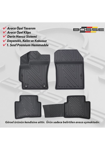 Toyota Corolla Paspas Araca Özel Sedan 2019 Sonrası BOSSE 3D Havuzlu Oto Paspas