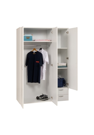 Ahşap Gardırop 120cm, Gardırop, Çok Amaçlı Dolap, 3 Kapılı Dolap, Elbise Dolabı 120x52x177cm Beyaz Ahşap Gardırop 120cm, Gardırop, Çok Amaçlı Dolap, 3 Kapılı Dolap, Elbise Dolabı 120x52x177cm Beyaz