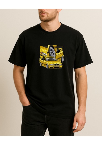 Sarı Bemeve Baskılı T-shirt Siyah