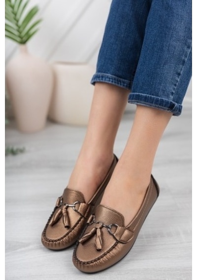 Khayt Tassel Casual Günlük Kadın Babet Ayakkabı Bakır